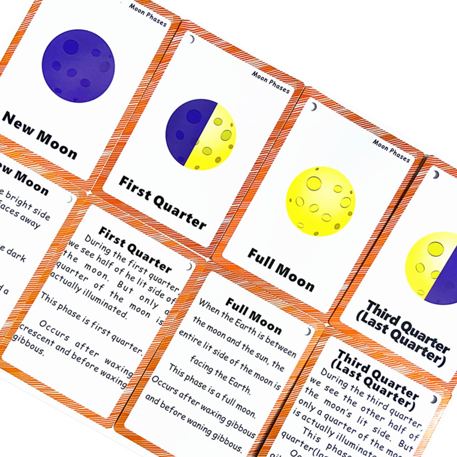 Set of Moon Phase Flash Cards for Toddlers(9 Count) | Kids Learning Flashcard & Montessori Pocket Cards | Perfect for Pre-K Decor Background Wall