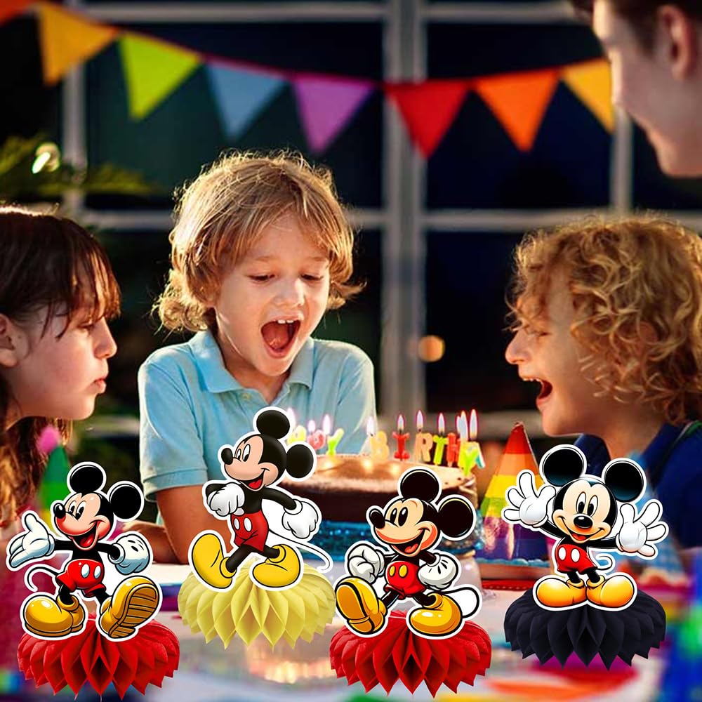 8Pcs Mickey Honeycomb Table Centerpiece, Mickey Birthday Party Supplies Table Decorations for Kids Party Decorations