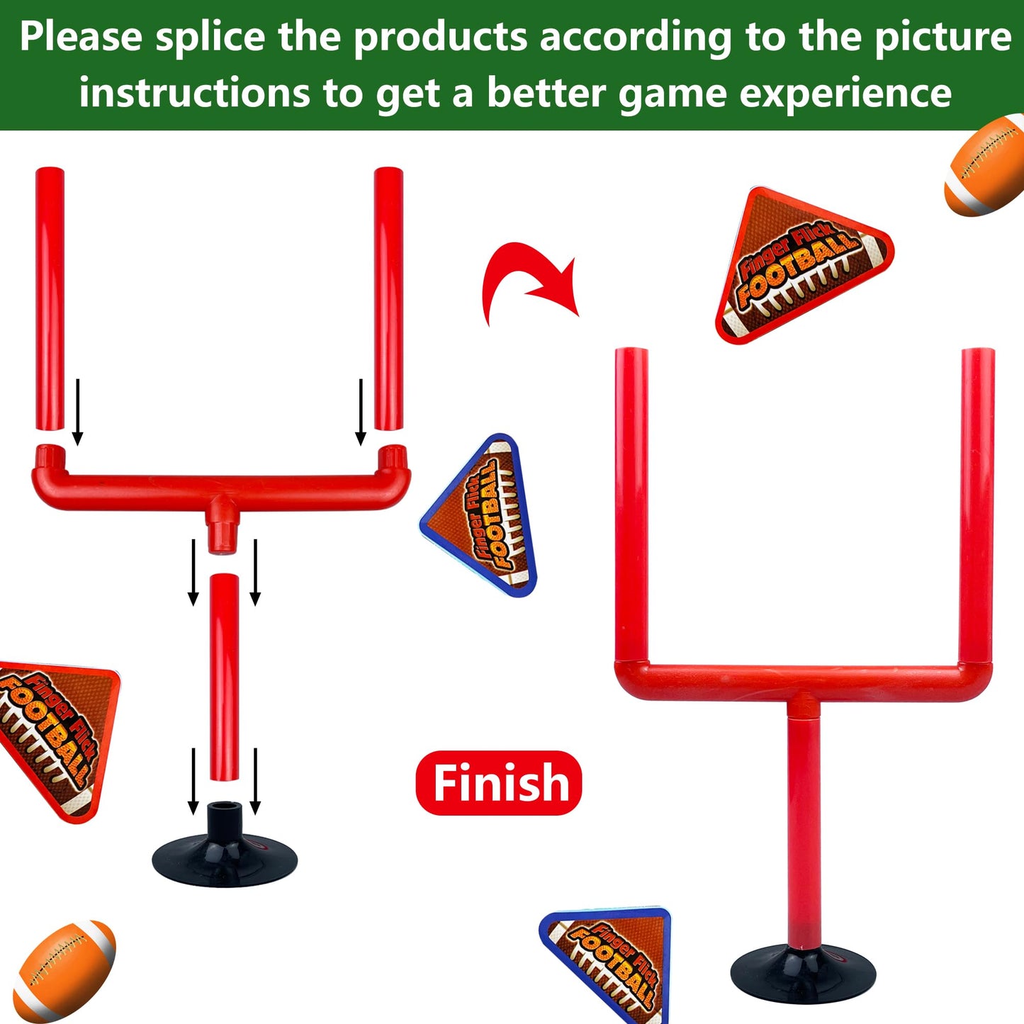 XIPEGPA 10 PCS Mini Flick Football Games Mini Table Top Sports Games with Foam Footballs Goal Post and Cards Finger Toys Office Indoor Football Sports