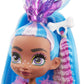 Mattel Cave Club Tella Doll (8 10-inch, Blue Hair) Poseable Prehistoric Fashion Doll with Dinosaur Pet and Accessories, Gift for 4 Year Olds and Up