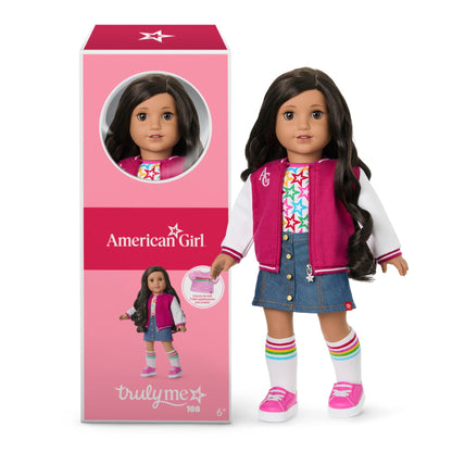 American Girl, Truly Me 18-inch Doll #108 with Brown Eyes, Curly Black-Brown Hair, Tan Skin, for Ages 6+