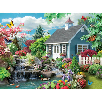 Bits and Pieces - 50 Piece Jigsaw Puzzle for Adults - Dream Landscape - Spring Flowers Jigsaw Puzzle by Alan Giana, Completed Puzzle Size: 15" x 19"