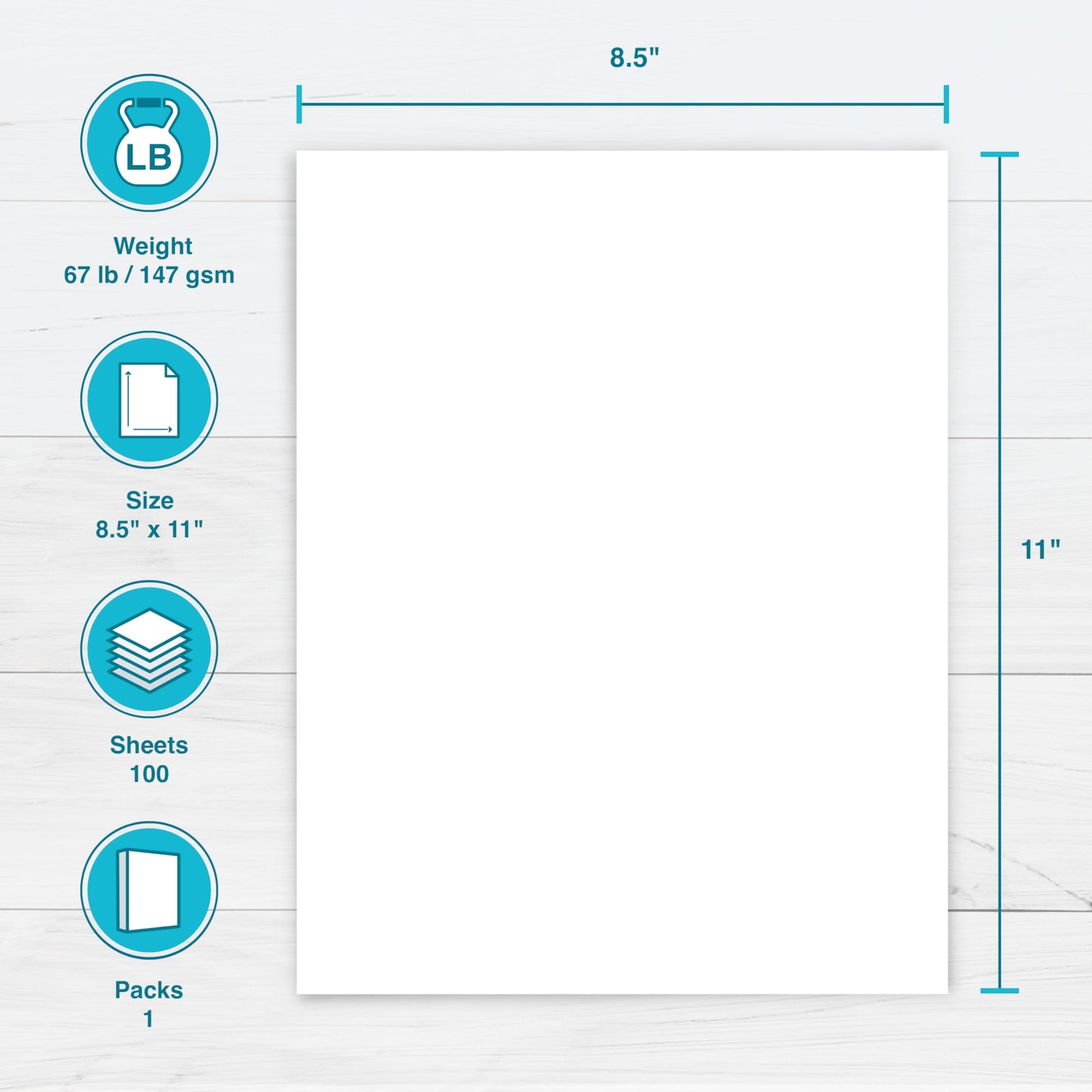 PrintWorks White Cardstock 8.5" x 11" - 67 lb/147 gsm Vellum Bristol - 100 Sheets - Made in the USA - SFI® Certified - 92 Bright - Card Stock Printer