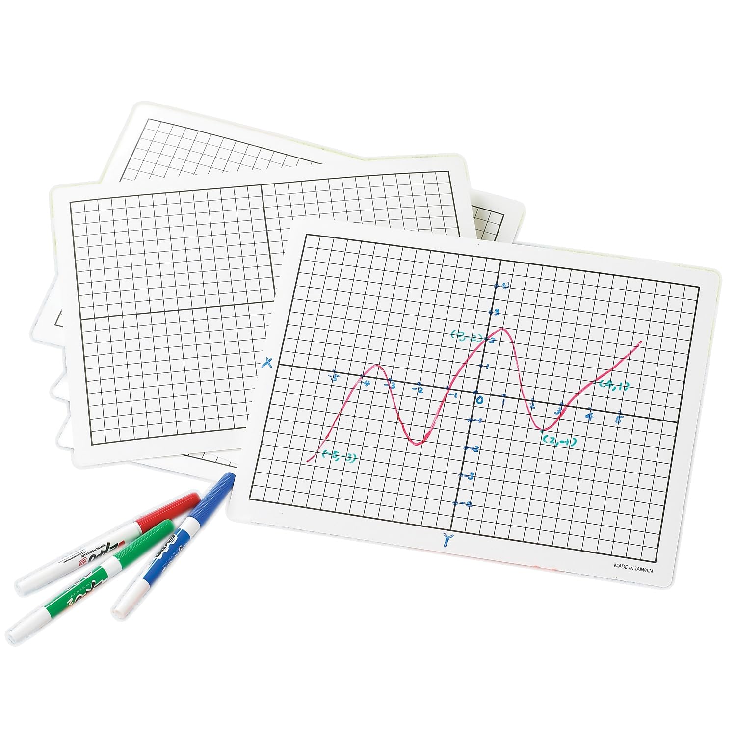 Didax Write and Wipe Coordinate Board Set with X/Y Axis for Grades 3-8, 9 x 12 Inches, Plastic, Set of 10