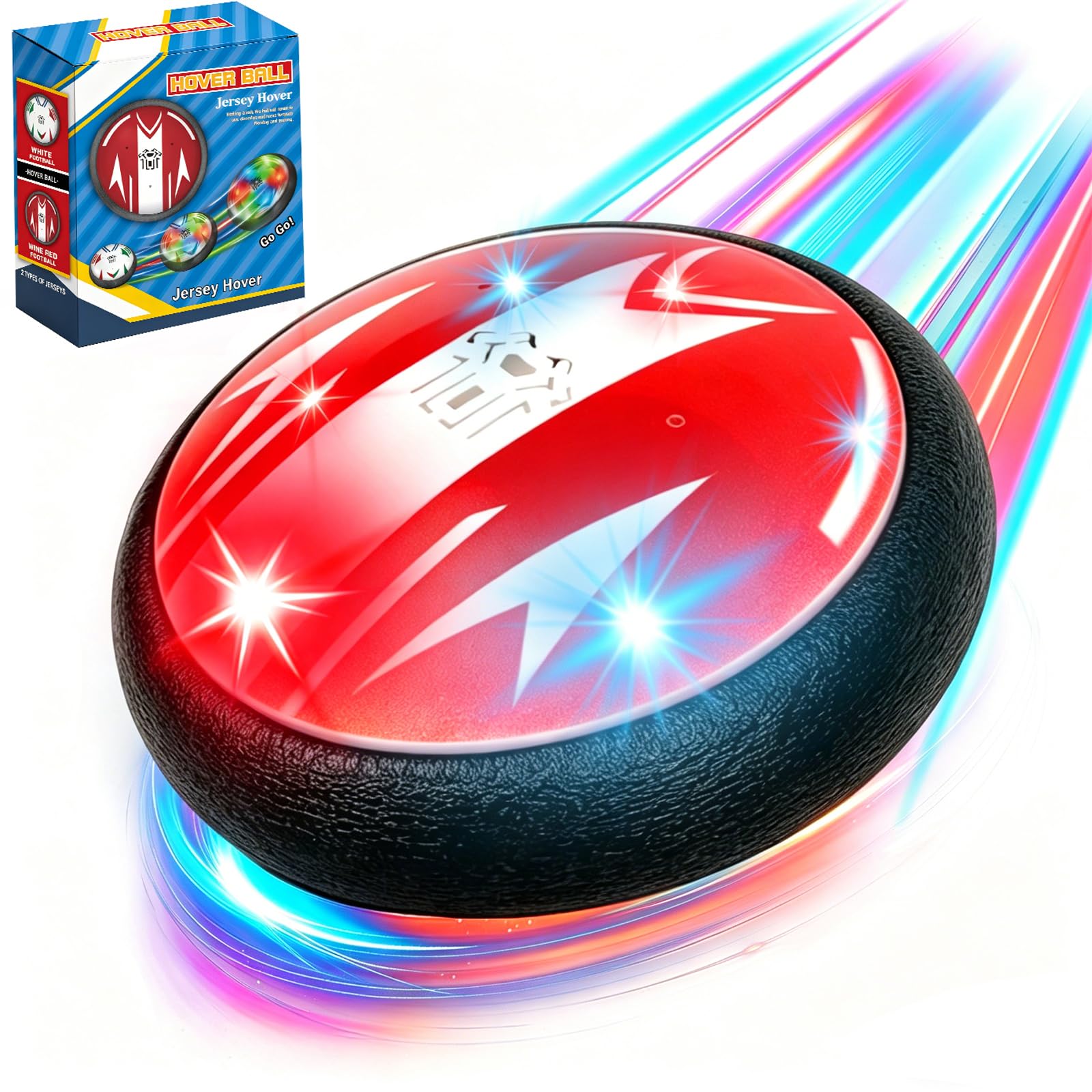 iuuoi Light Up Hover Soccer Ball, Indoor Air Floating Football with LED Lights & Foam Bumper Protection, Boys Toys for Ages 3 4 5 6 7 8-12, Fun