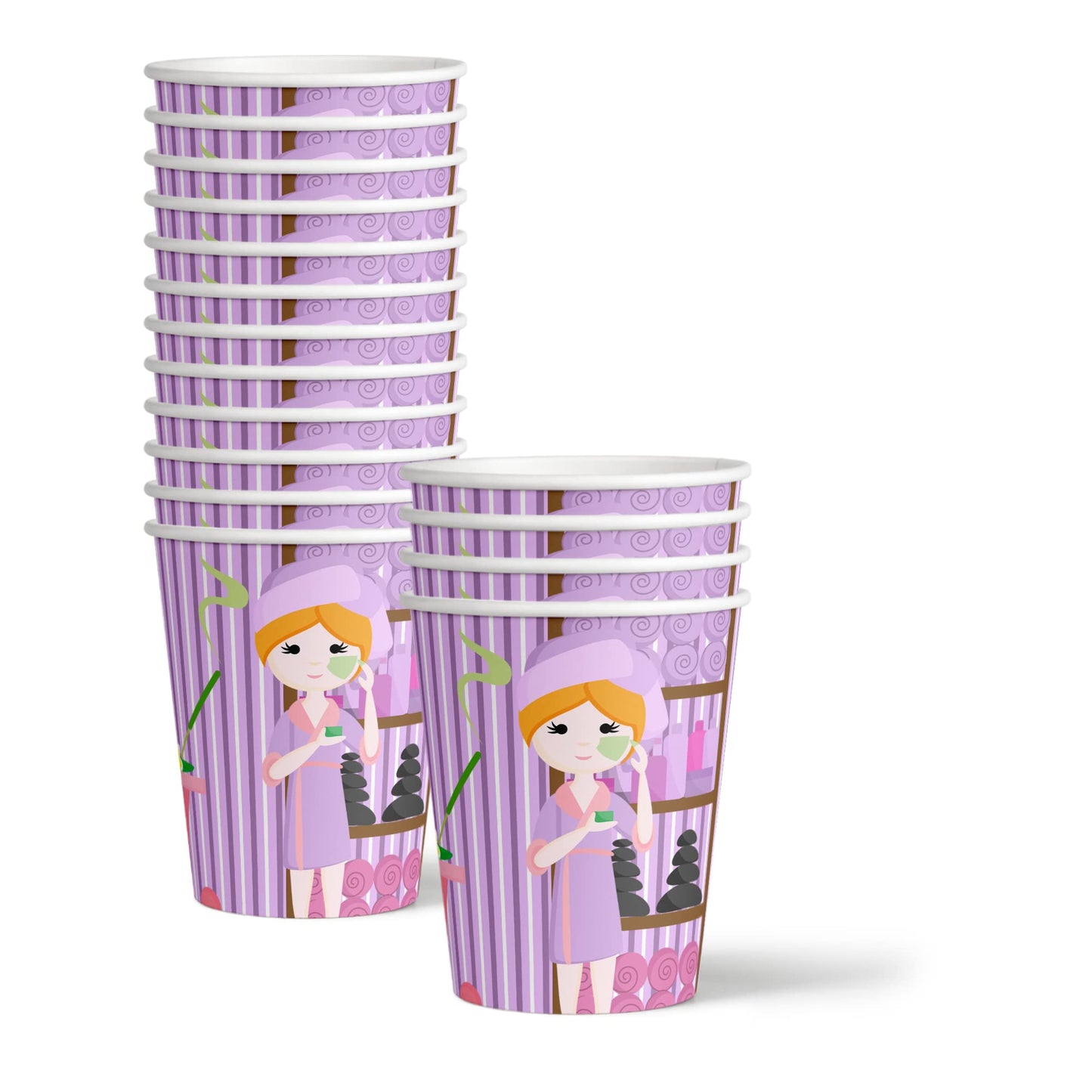 Spa Sleepover Slumber Party Supplies - 64 Piece Girls Pajama Birthday Tableware Set Includes Large 9" Dinner Plates and 8" Dessert Paper Plates