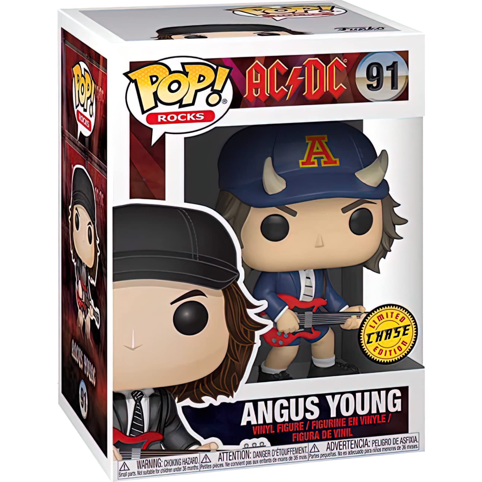 A n g u s Y o u n g (Chase): P o p ! Rocks Vinyl Figurine Bundle with 1 Compatible 'ToysDiva' Graphic Protector (36318 - B/A)