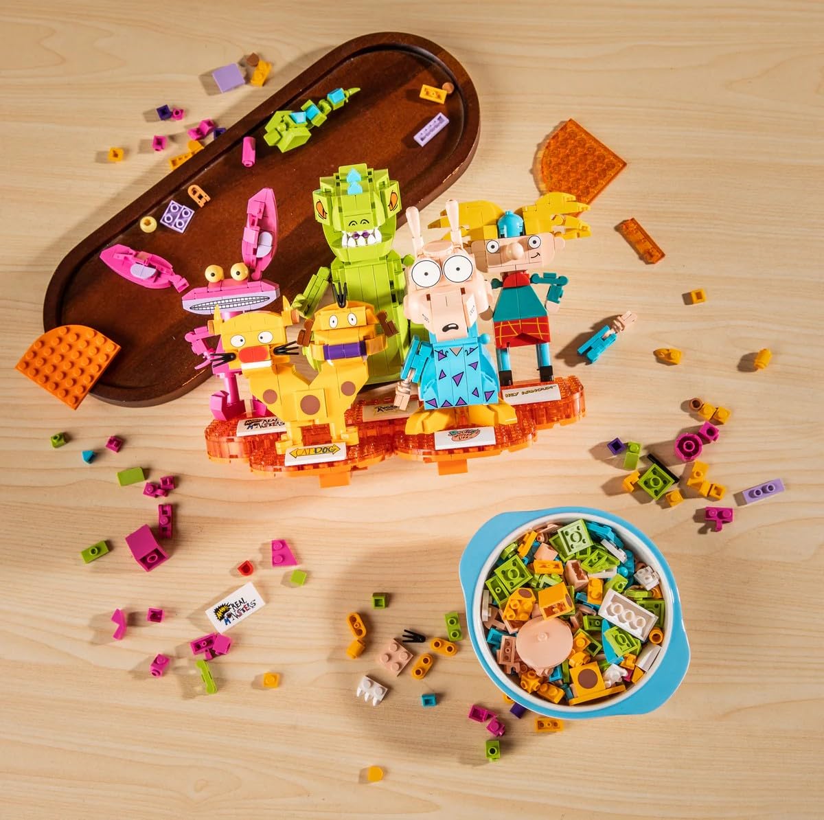 Brickcraft Nickelodeon 90s Brick Building Set 833-Piece Kit to Build Reptar, Arnold, Catdog, Ickis, Rocko Posable Figures for Display & Play Retro