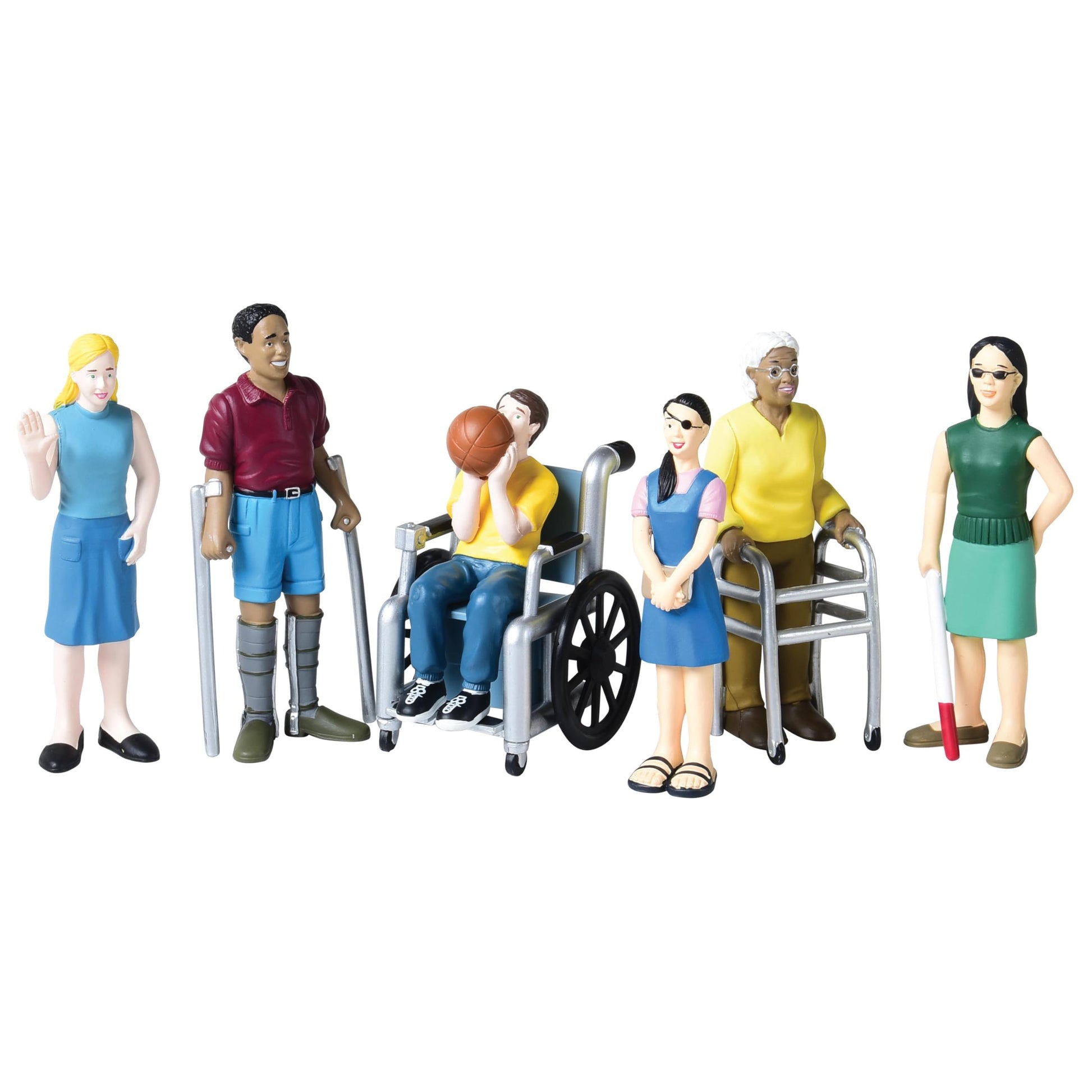 Creative Minds Marvel Education Diverse Abilities Toy Figure Set for Kids Ages 3+, Set of 6 Inclusive Toy Figurines with Wheelchairs, Canes, and More