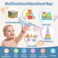 BFALSHB Baby Montessori Toys 6-12 Months, 5 in 1 Sensory Learning Set with Stacking Blocks, Shape Sorter, Bath Toys, Activity Cube, Dinosaur Stacker