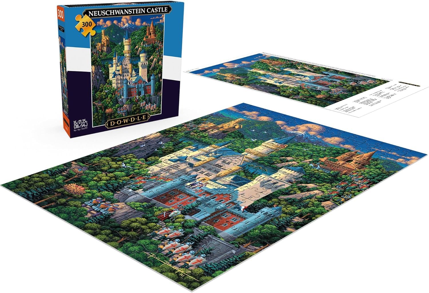 Buffalo Games - Dowdle - Neuschwanstein Castle - 300 Piece Jigsaw Puzzle for Adults -Challenging Puzzle Perfect for Game Nights - Finished Size is