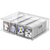 BluBrk Trading Card Storage Box - Clear Large Storage Organizer Holds 3200 Cards with Foam Inserts Blocks - Display Case for TCG, MTG & Sports Cards