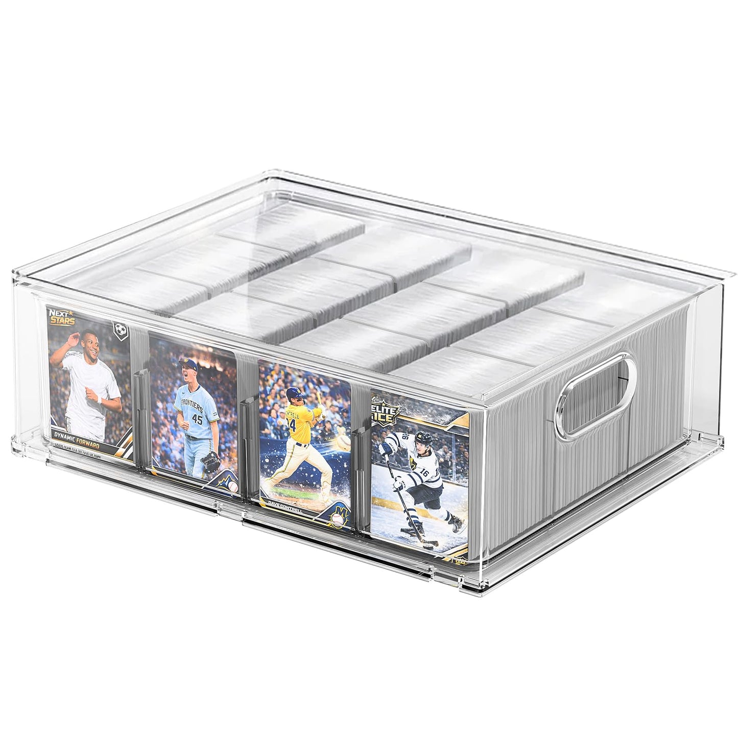 BluBrk Trading Card Storage Box - Clear Large Storage Organizer Holds 3200 Cards with Foam Inserts Blocks - Display Case for TCG, MTG & Sports Cards