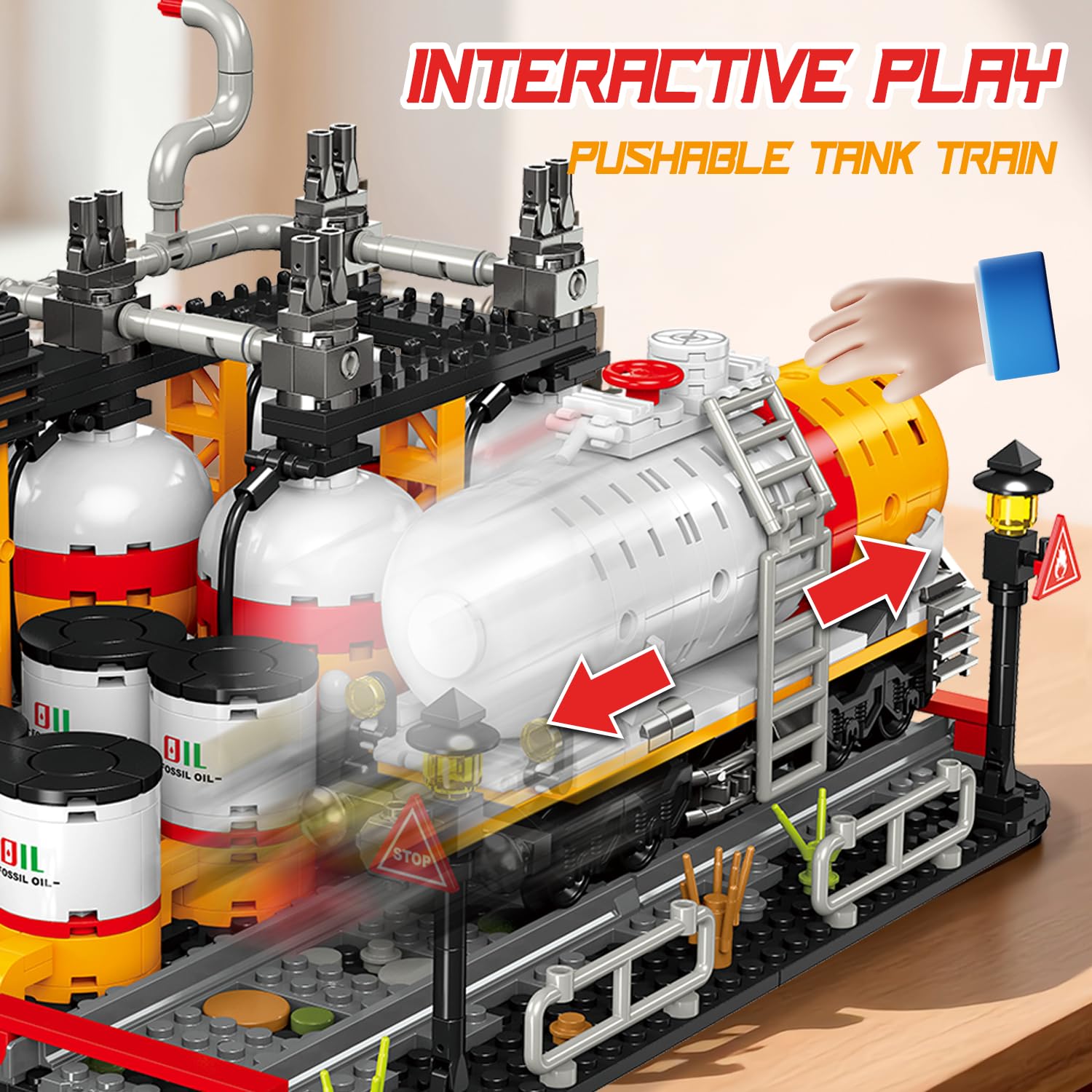 Modular Gas Station & Chemical Plant Building Set, 743 PCS Industrial Storage Tank Brick Model with Loading Bay, Display Model Kit for Adults and Kids