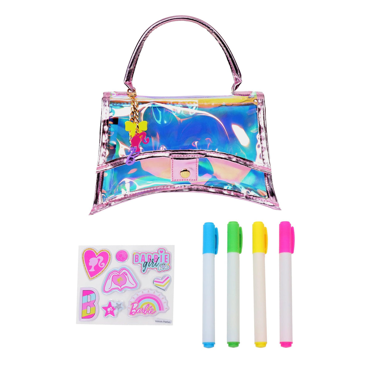 Barbie Color N’ Style Purse Activity, Kids Arts and Crafts Kit with Markers, Stickers, and Bag Charm by Just Play, Ages 3+