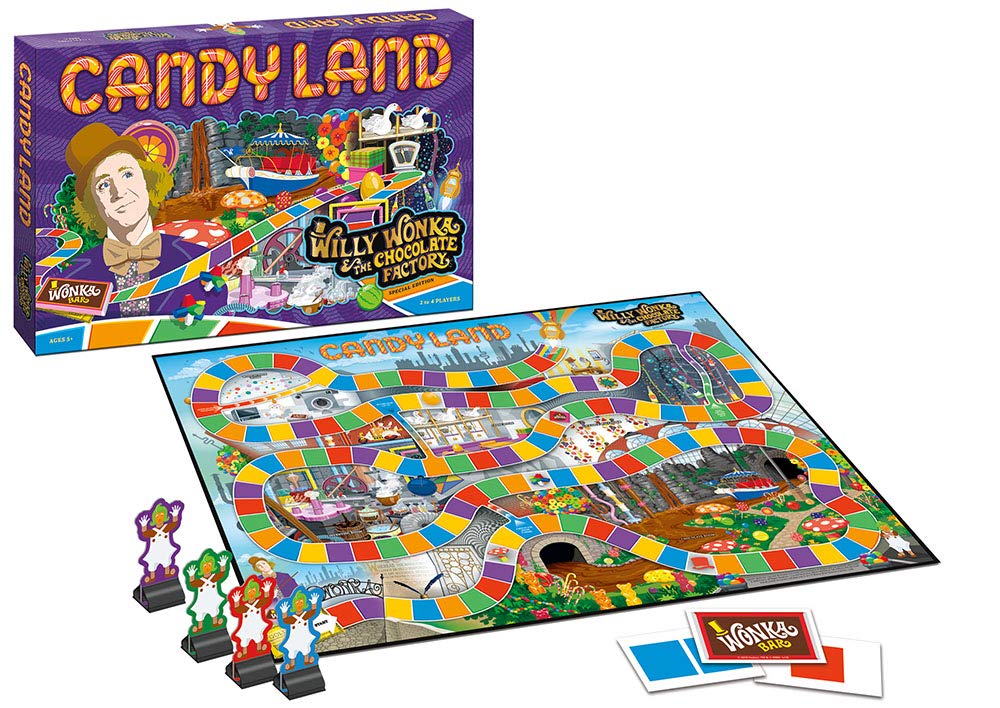 Candy Land Willy Wonka and the Chocolate Factory Board Game | Themed Candy Land Board Game | Artwork from the Willy Wonka Movie