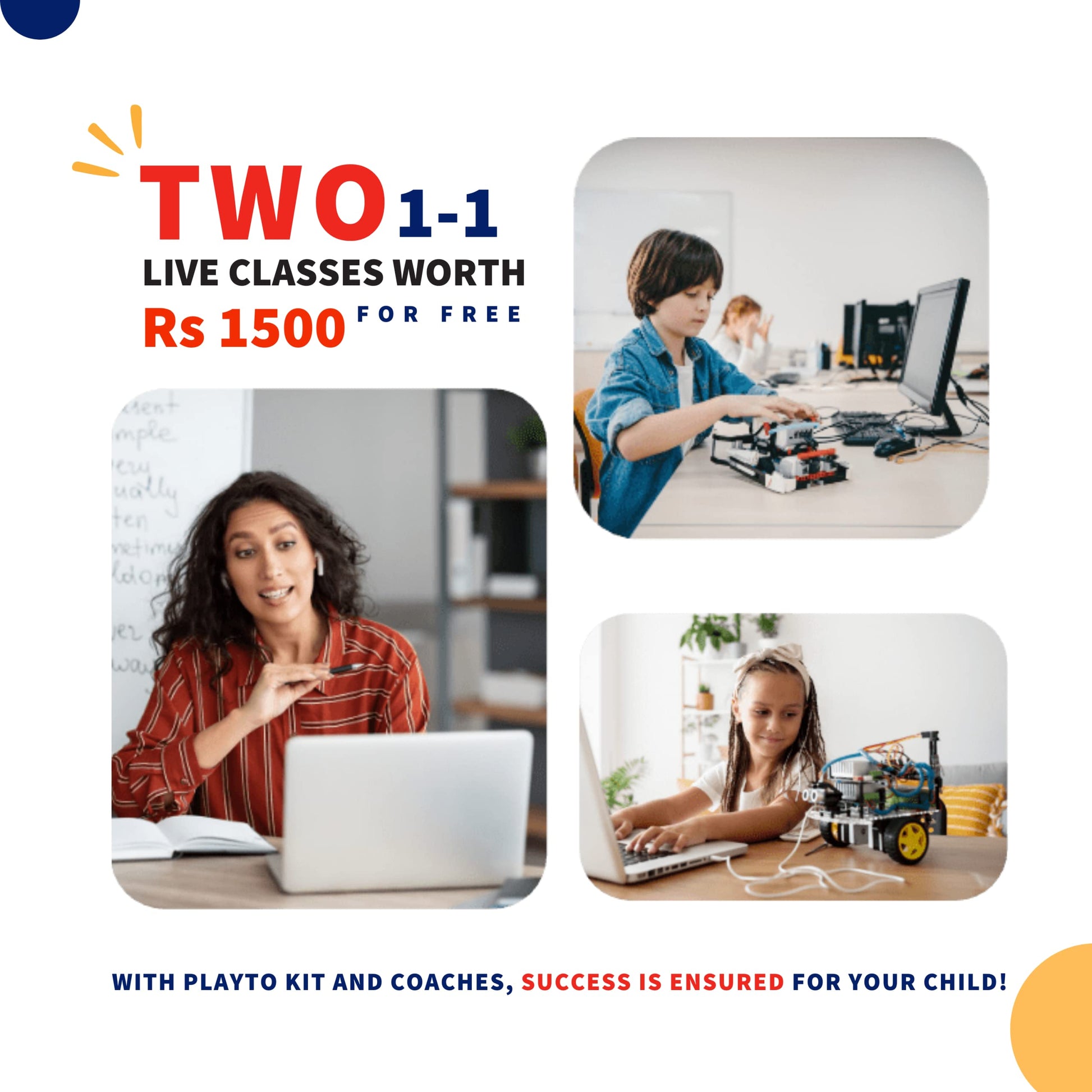 PLAYTO LABS Robotics Kit Level 1 2 Free Live 1-1 Classes 1000+ Projects DIY Robotics Starter Kit Best Educational Birthday Gift for Kids, Boys, Girls