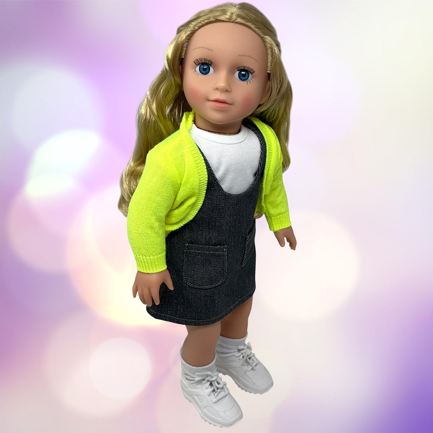 18 Inch Dolls with Soft Hair and Accessories - Soft Body 18 inch Doll with Poseable Vinyl Arms & Legs, Dress Outfit - Cute 18" Doll Set for Girls