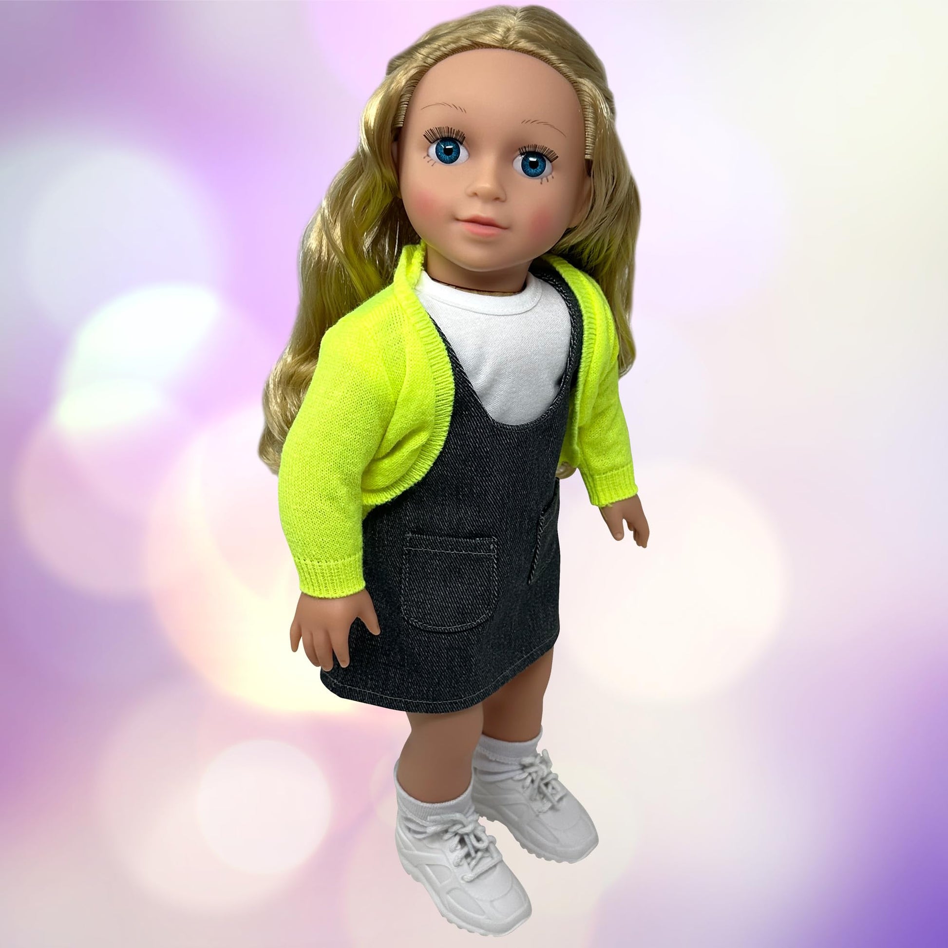 18 Inch Dolls with Soft Hair and Accessories - Soft Body 18 inch Doll with Poseable Vinyl Arms & Legs, Dress Outfit - Cute 18" Doll Set for Girls