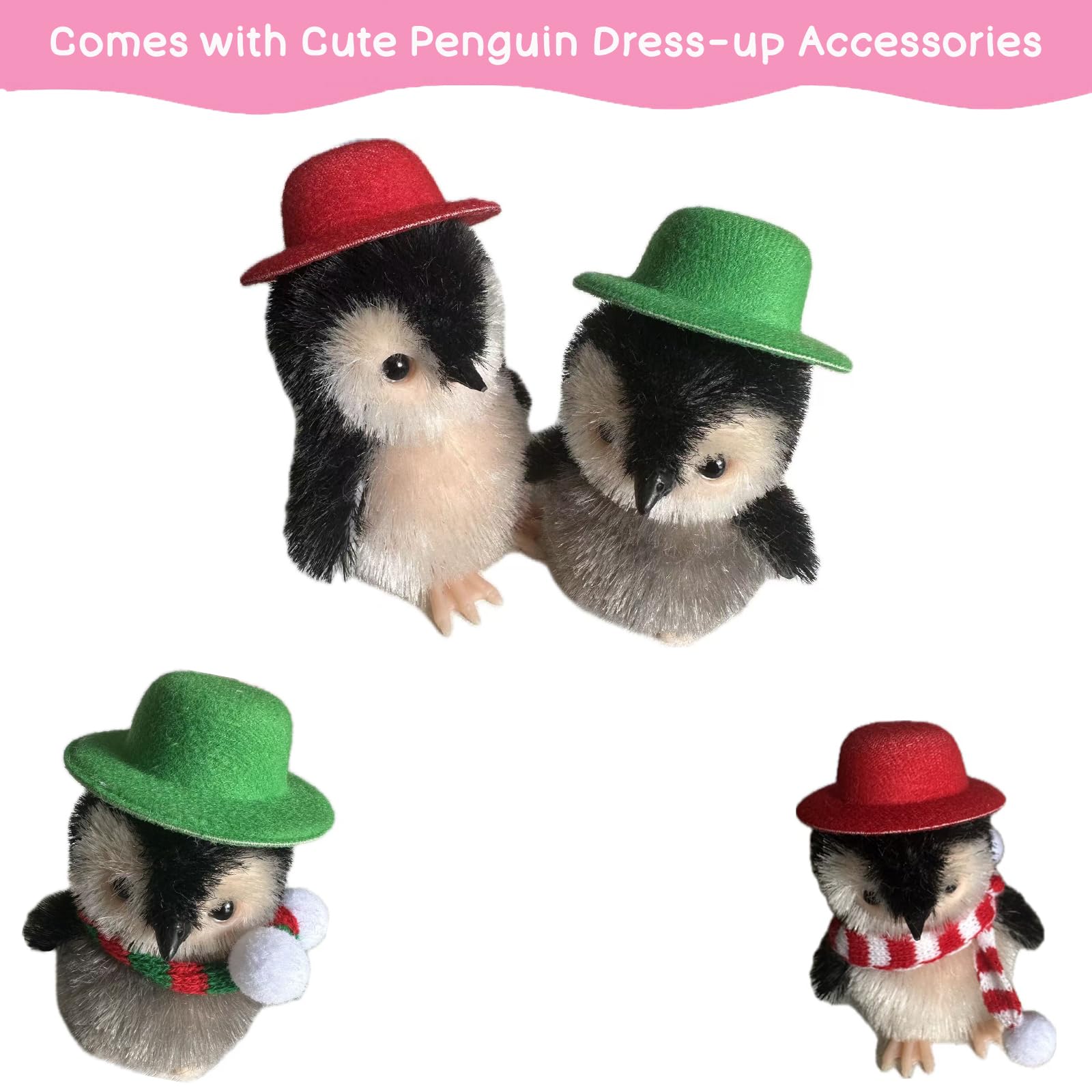 VOLOBE 5 Inches Silicone Penguin, Realistic Silicone Animal with Sleeping Pad Accessories for Kids Boy Girl Birthday Christmas Handmade Gift (5''