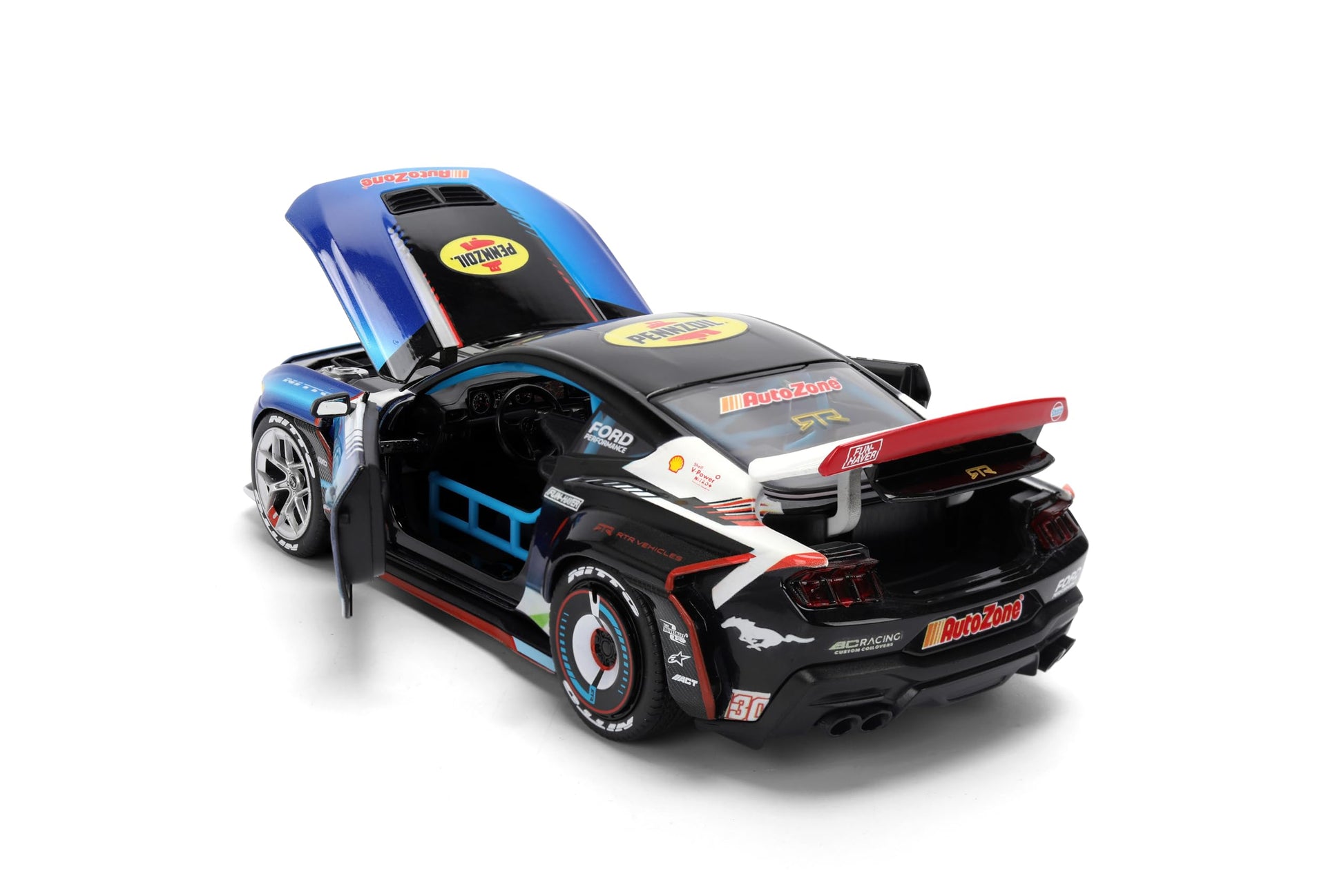 Jada Toys AutoZone 2025 Ford Mustang RTR 130 James Dean Die-Cast Car 1:24 Scale - Wide-Body Styling, Collector Display Model