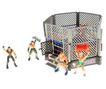 PowerTRC 32 Pcs Wrestling Toys for Kids, Wrestler Play Set with 2 Wrestle Rings Style, 12 Super Wrestlers, Many Realistic Accessories, Toy Figures