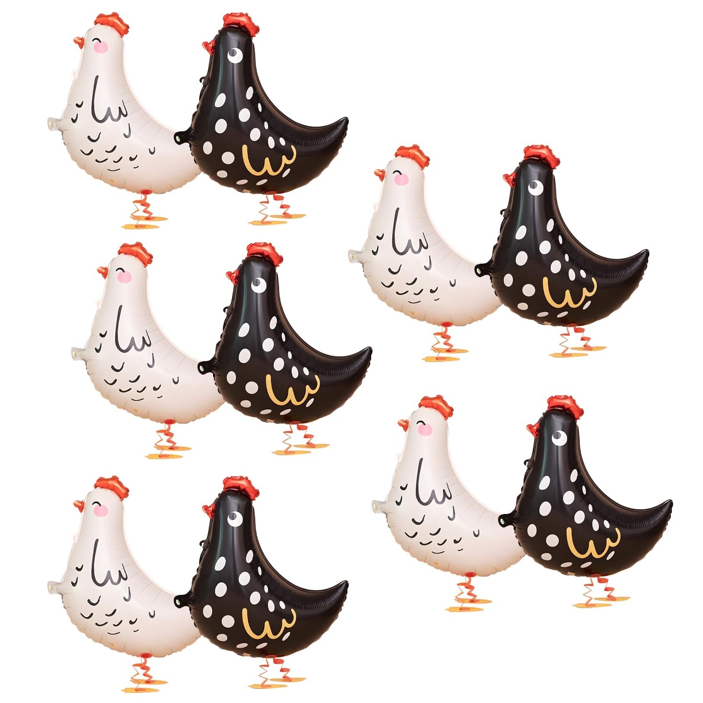 10 Pieces Chicken Balloons, Black ? White Chicken Decorations for Party, for Birthday Baby Shower Farm Animal Theme Party (17.91×19.68in)
