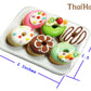 6 Pcs Miniature Donut Set - Handmade Clay Donuts on Ceramic Plate (0.6 Inch Each, Plate 2 x 1.5 Inch), 1/6 Scale Dollhouse Food Accessories