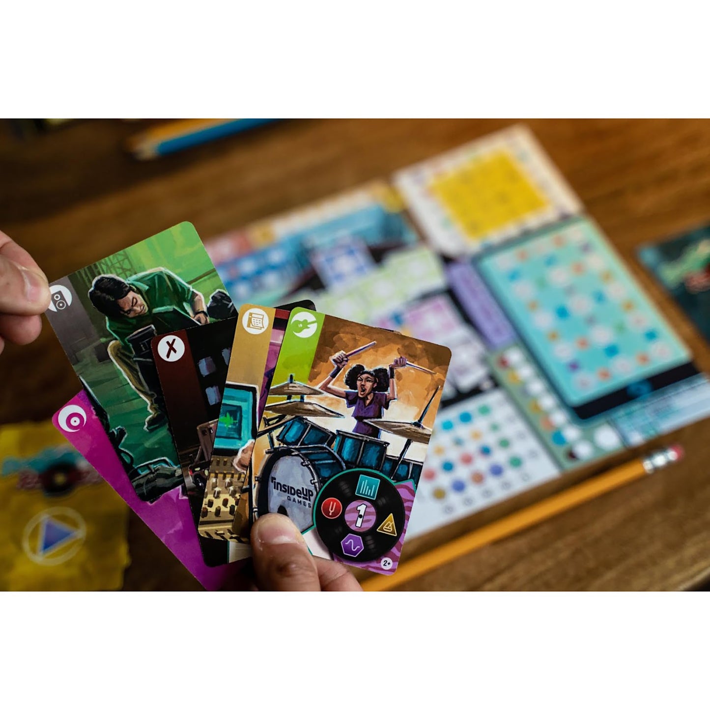 Inside Up Games Draft & Write Records | Music Board Game, Card Drafting | Draft Your Band, Tour The World, Top The Charts | for 1 to 6 Players |