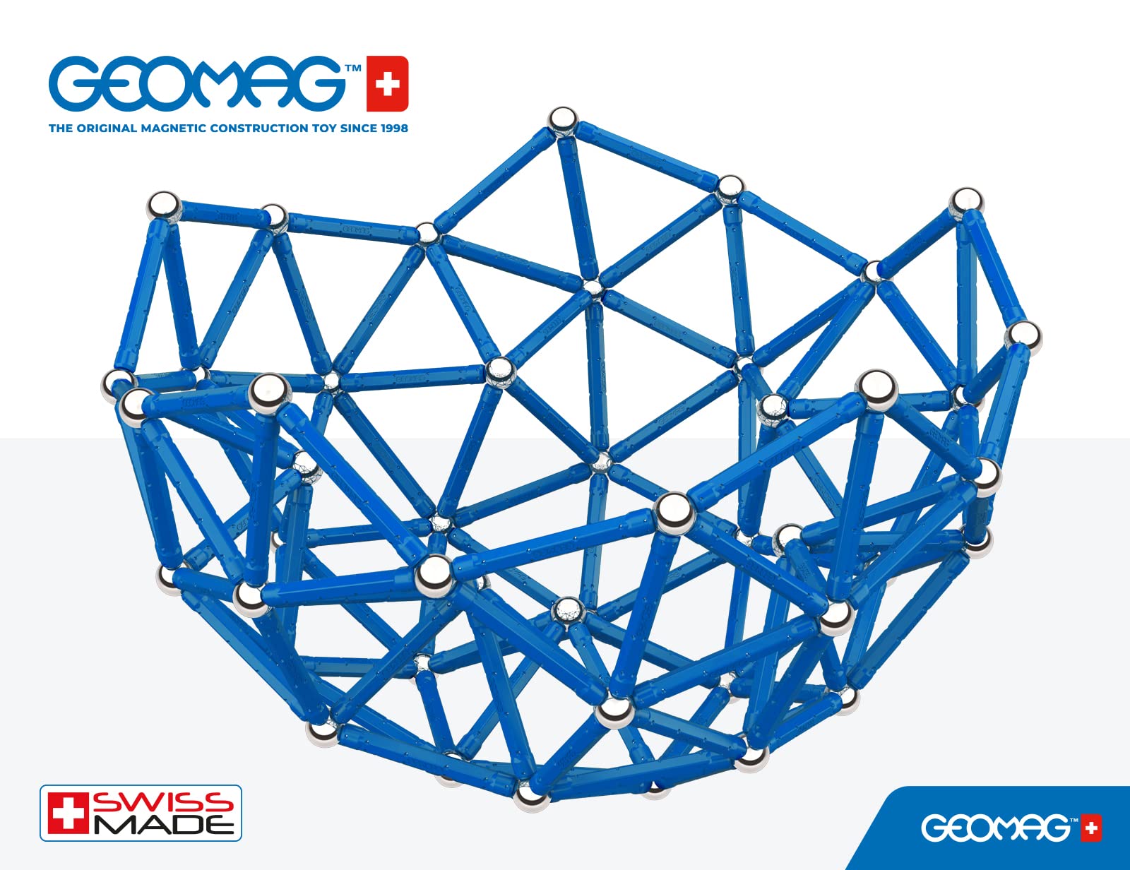 Geomag Masterbox Magnetic Toys for Kids Ages 8+, 248pc Blue Educational STEM Magnets for Kids - Swiss-Made Magnetic Blocks, Tiles and Building Toys