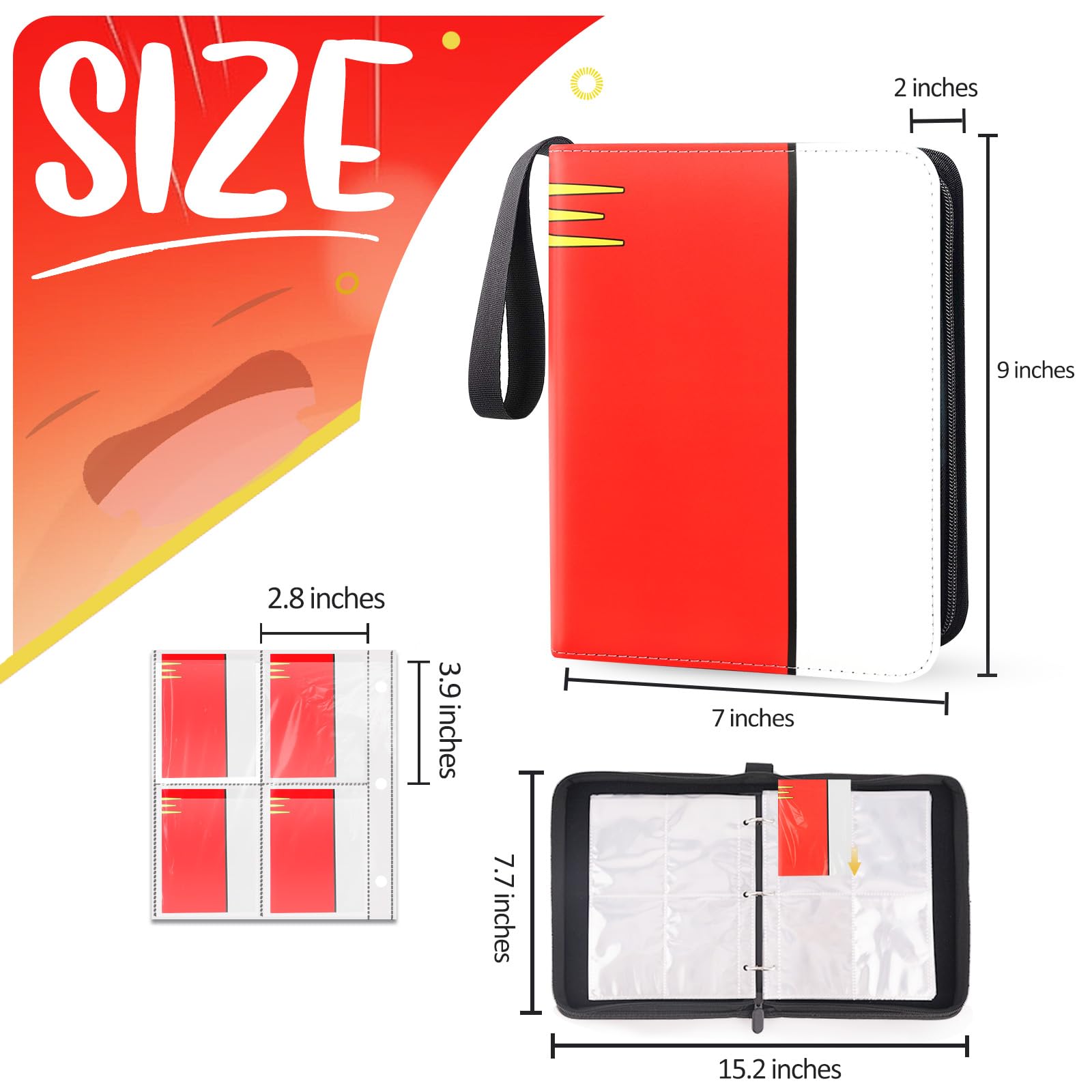 Card Binder 4 Pocket, Collectible Trading Card Albums Fits 400 Cards with 50 Removable Sleeves, Portable Trading Card Binder Collection Album Holder