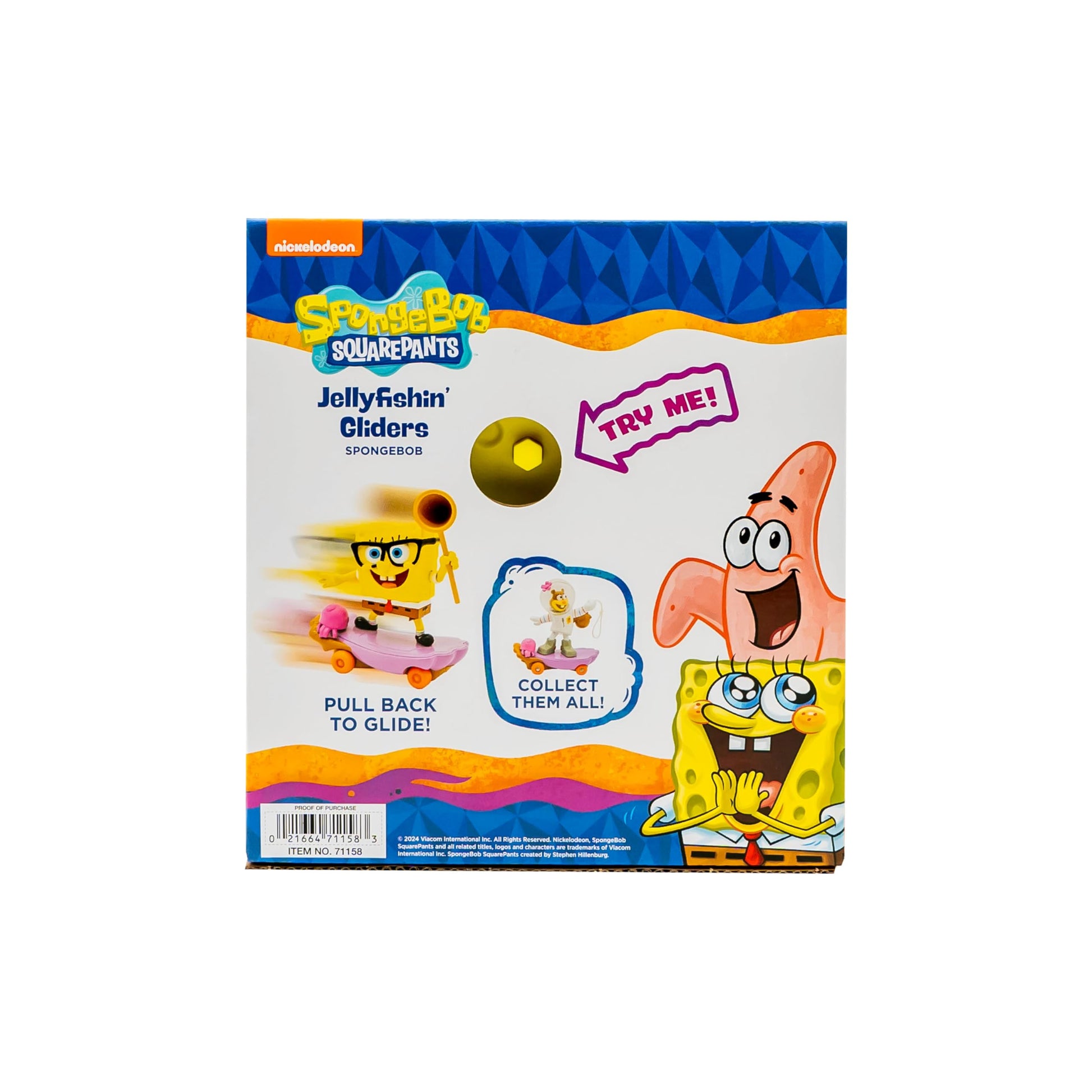 SPONGEBOB SQUAREPANTS Jelly Fishin Gliders - 5 in Spongebob Pull-Back Racing Toy with Action Net, Fast Motion & Undersea Adventure Play for Kids Ages