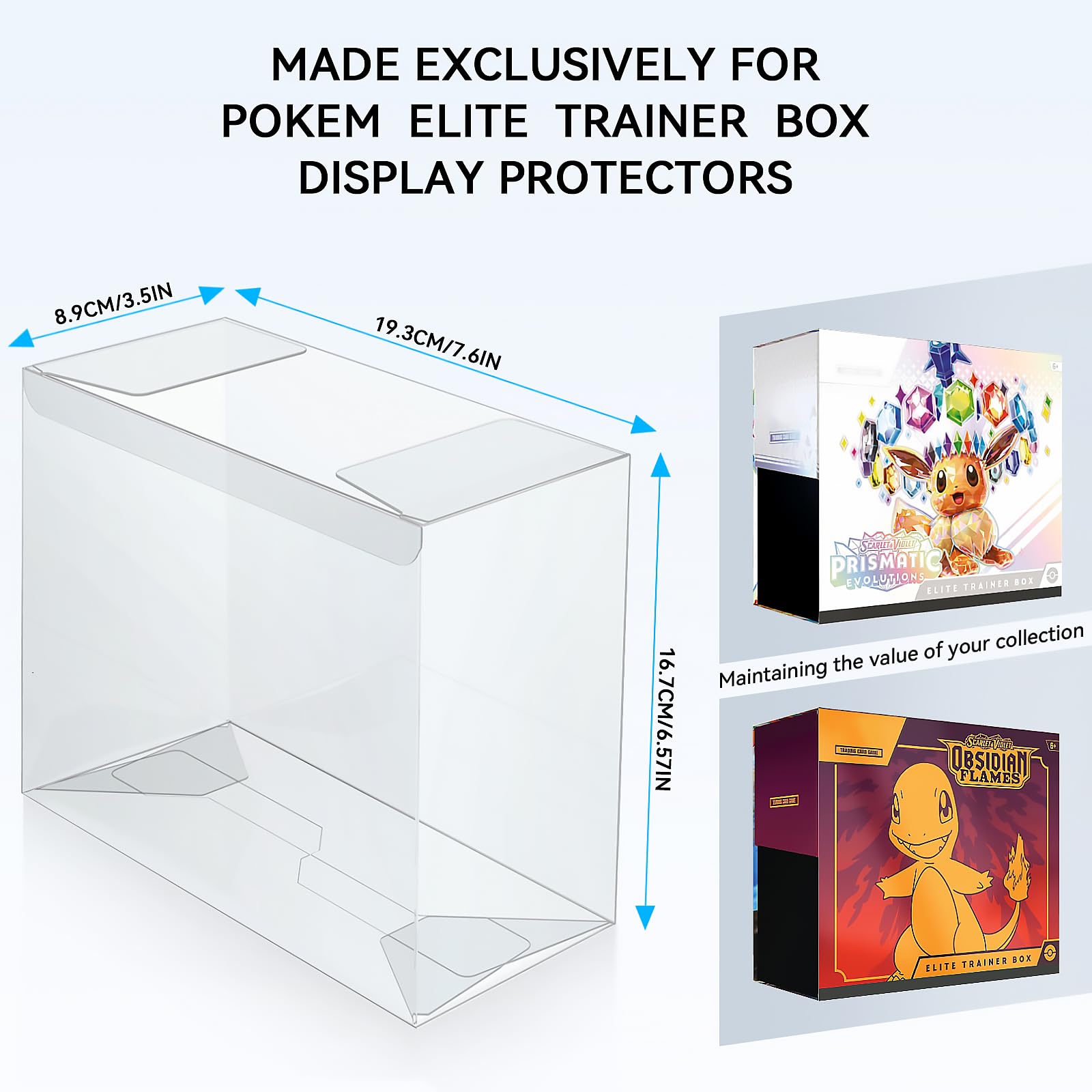 ?5 Pcs? PKMN ETB Protector Case, Elite Trainer Box Protector, ETB Box Plastic Display Case-Compatible with Elite Trainer Boxes, 0.5mm Thick