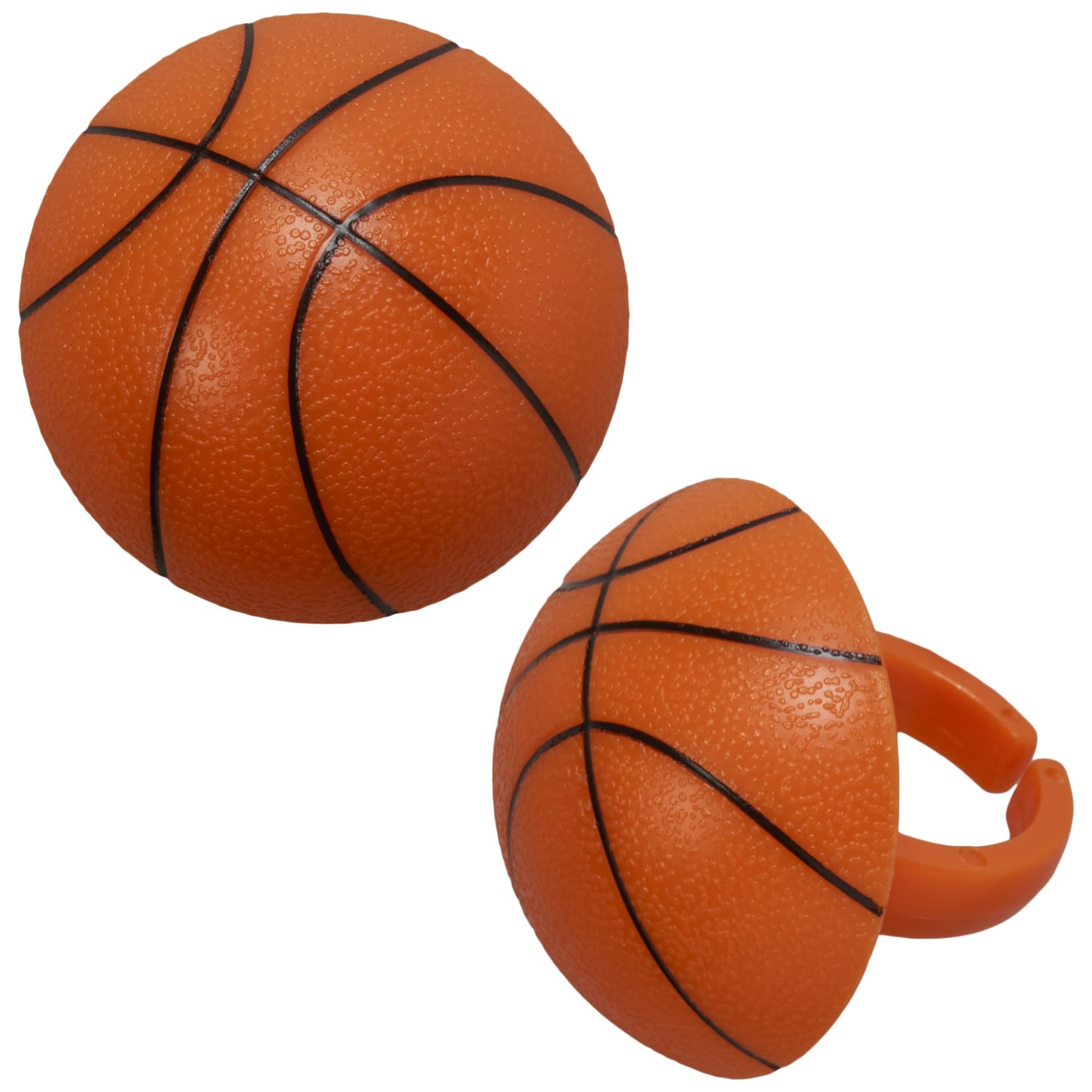 DECOPAC 3D Basketball Rings, Cupcake Decorations, Food Safe Cake Toppers - 24 Pack