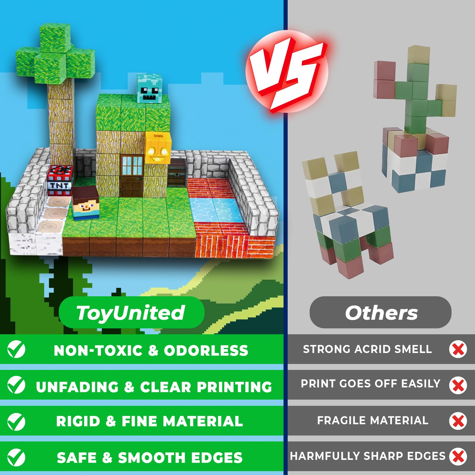 ToyUnited 150PCS Magnetic Blocks - Magnetic Building Blocks, Magnet Cubes Toys Stacking, Build Forest World Set, STEM Montessori Sensory Toys for Kids