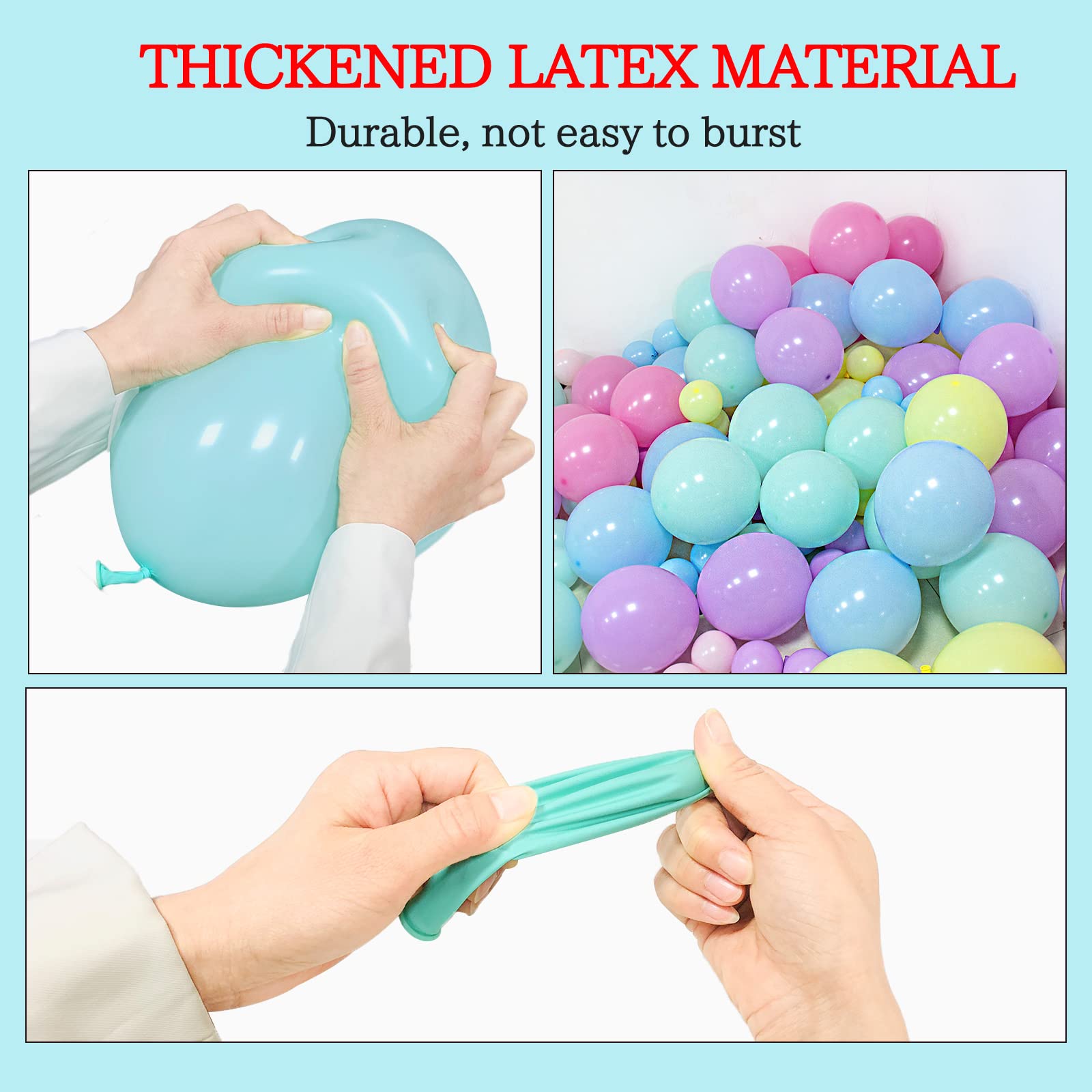KAWKALSH 219Pcs Rainbow Balloons Garland Arch Kit Different Sizes Latex Balloons Assorted Pastel Party Balloons Arch for Birthday Baby Shower Wedding