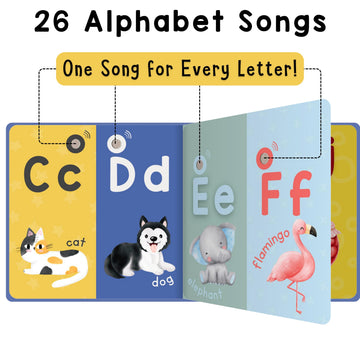 Learning Bugs Interactive Letter Song Book for 1 Year olds - 26 Alphabet Songs, Nursery Rhyme Tunes, ABC Recital for 2 Year olds, Sturdy Pages