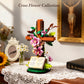 Jesus Cross Flower Building Set, Religious Cross Collectibles Compatible with Lego Botanicals Jesus Pink Catholic Building Toys,Christian Gift