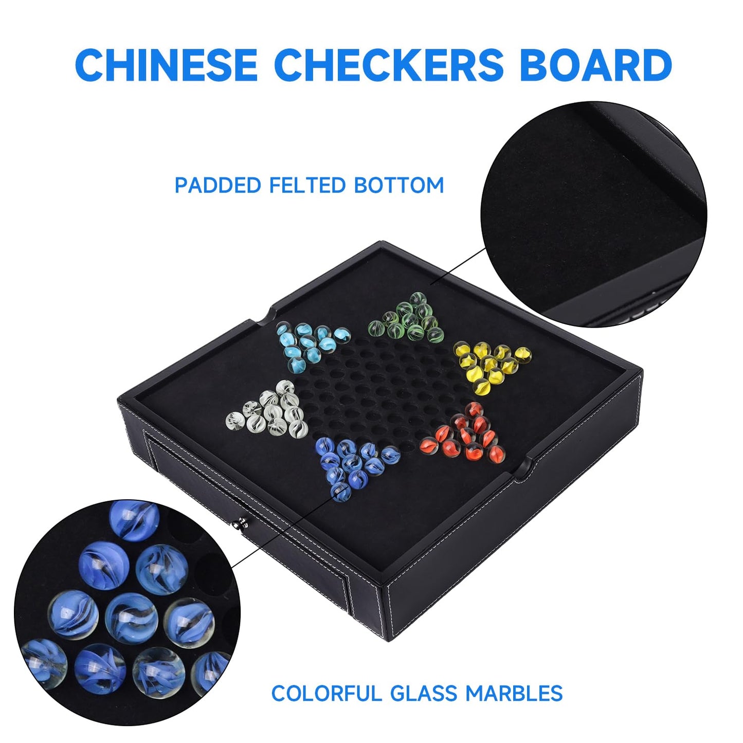 GSE Games & Sports Expert 12.5" Premium Leather 5-in-1 Chess, Checkers, Backgammon, Chinese Checkers, and Poker Dice Board Game Combo Set for Kids
