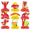 9PCS Crawfish Boil Honeycomb Centerpieces 3D Table Topper Lobster Double Side Centerpieces for Crayfish Crab Seafood Shrimp Boil Theme Party Supplies