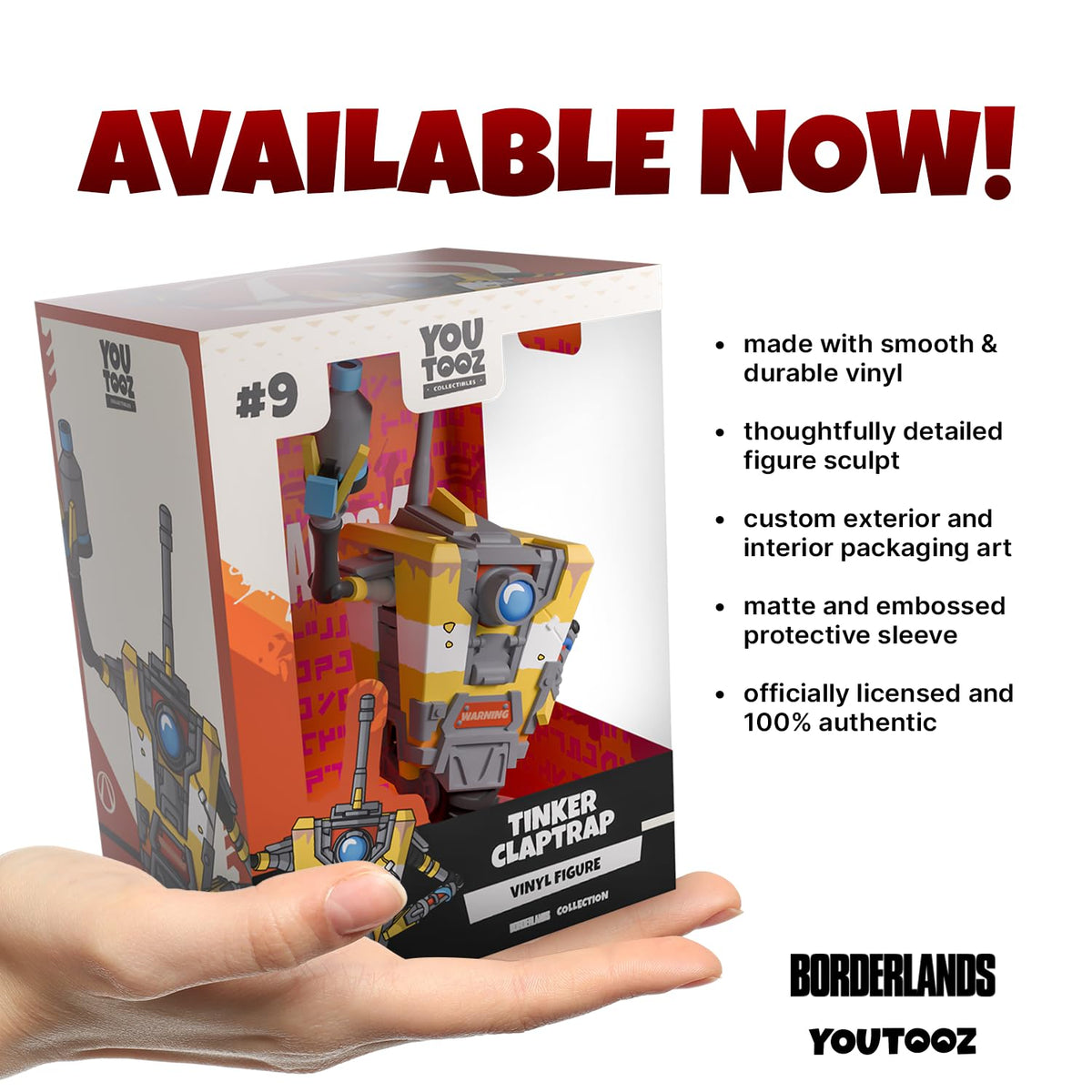 Youtooz Borderlands Tinker Claptrap 5.2" Vinyl Figure, Official Collectible