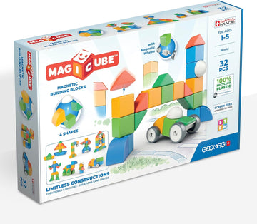 Geomag Magicube Magnetic Blocks for Toddlers Ages 1-5 | Swiss-Made STEM Building Toy Sets | Multiple (MAGICUBE_32PCS)