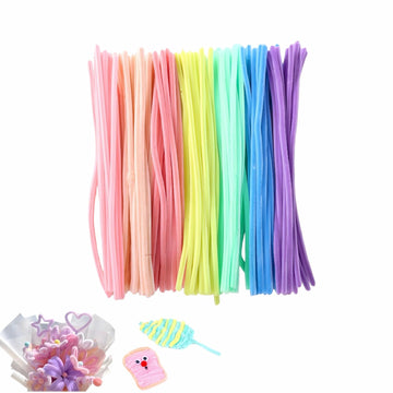 Creative Crafts Pipe Cleaners, 100-Pack Bendable Chenille Stems in 7 Pastel Colors, Dense Polyester Fluff with Iron Wire Core for DIY Projects, Floral