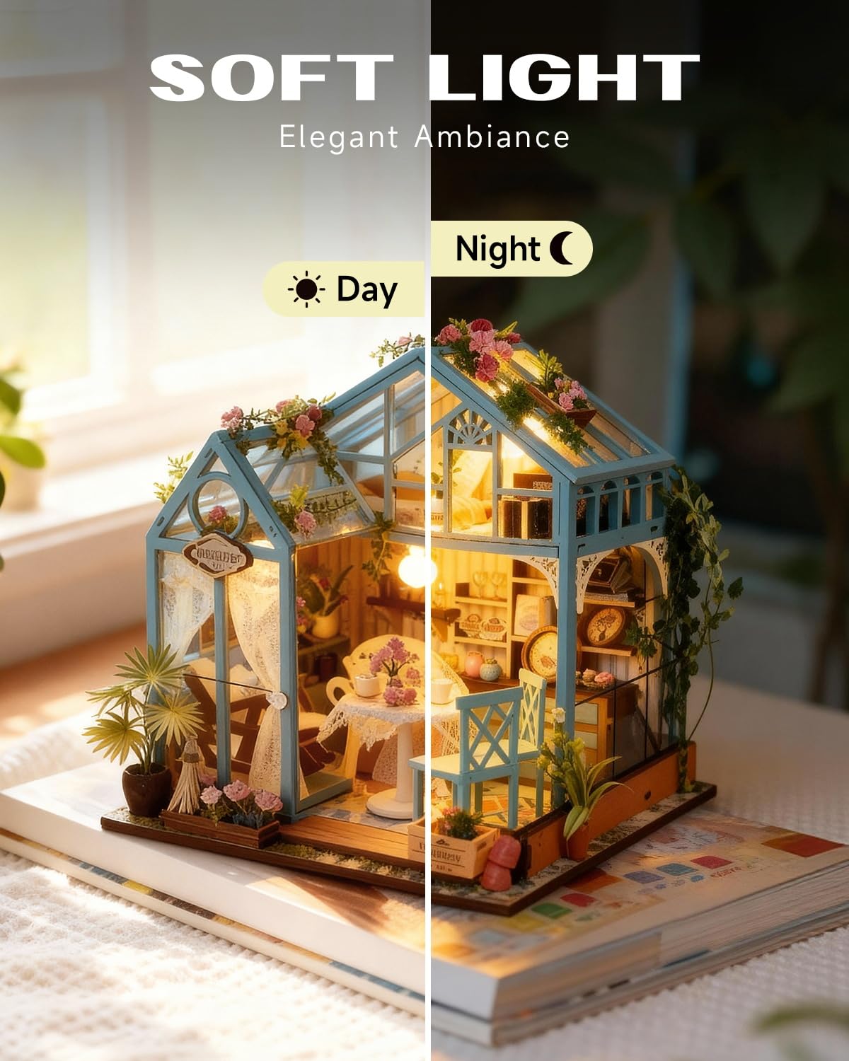 DIY Miniature House Kit for Adults, Teens and Beginners, Mini House Building Kit with Furniture and LED Lights, Wooden Dollhouse Kit Decoration