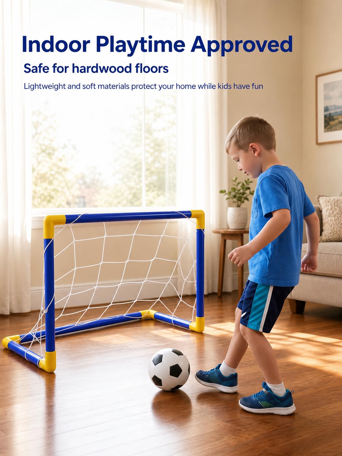 JollyJubilant 2-Pack Soccer Goal Set for Kids, Portable Soccer Goals with Ball & Pump - Indoor Outdoor Backyard Training Toy, Birthday Gift