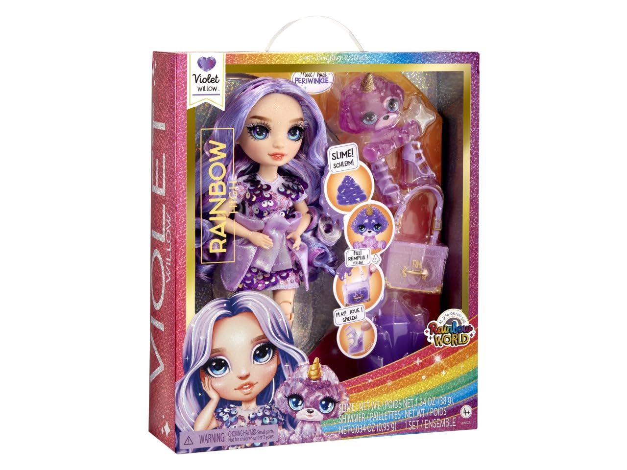 Rainbow High Fashion Doll with Slime & Pet - Violet (Purple) - 28 cm Shimmer Doll with Sparkle Slime, Magical Pet and Fashion Accessories - Kids Toy