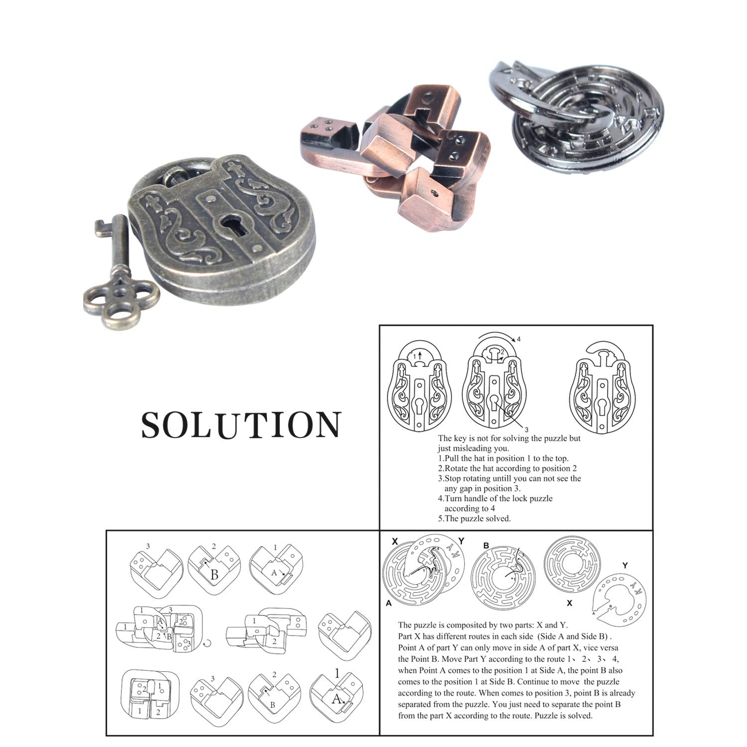 Brain Teaser Puzzle for Adults Puzzles Metal Hole Lock Adult Educational Toy Jigsaw IQ Puzzle (Blue)