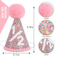 SYESQL Half Birthday Rainbow Cone Hat - Glitter Half Hats Pink,6 Months Party Decor (1/2 Rainbow Hat)