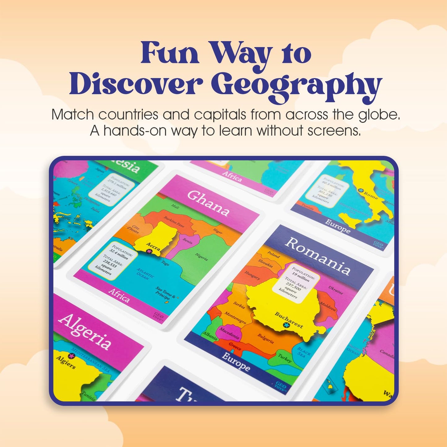 GeoToys GeoBingo, World Bingo for Kids Ages 4 and Up, Geography Game for Home, School or Camp - Fun Kids Educational Game, Bingo Games for Family