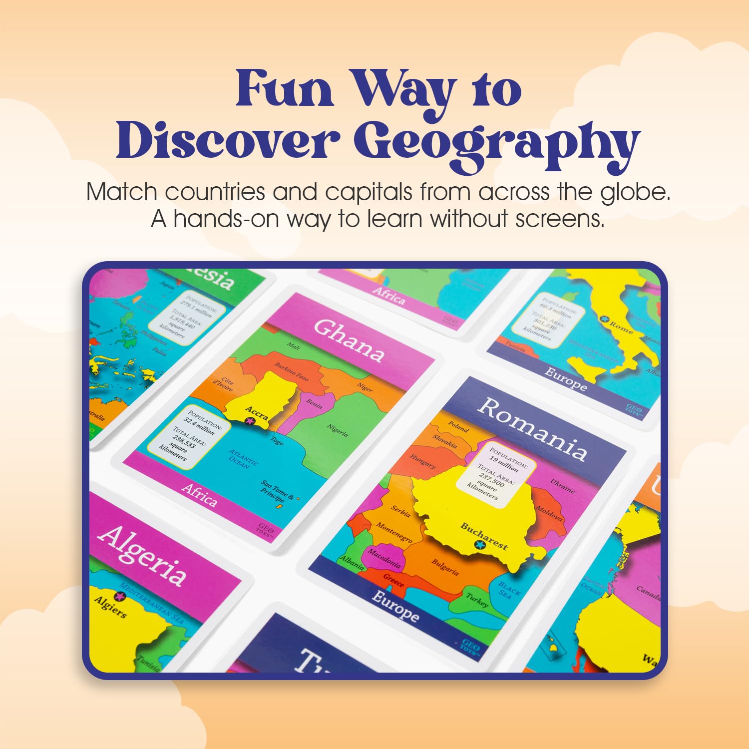 GeoToys GeoBingo, World Bingo for Kids Ages 4 and Up, Geography Game for Home, School or Camp - Fun Kids Educational Game, Bingo Games for Family